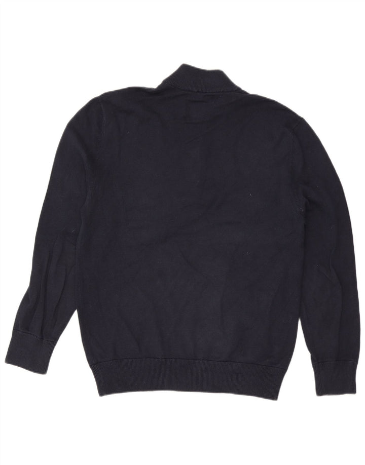Jack Wills Herren-Pullover mit Reißverschluss am Hals, groß, marineblaue Baumwolle