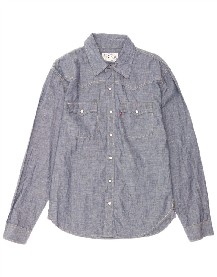 Levi's Herrenhemd aus mittelblau gefleckter Baumwolle