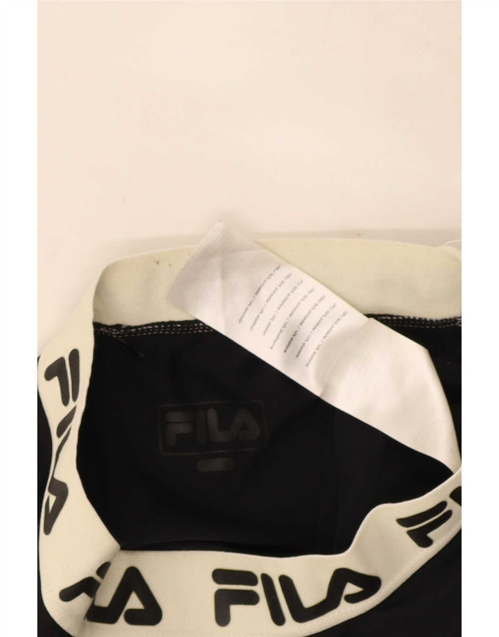 Fila Damen Grafik-Leggings UK 4 XS Schwarzes Colourblock-Polyester