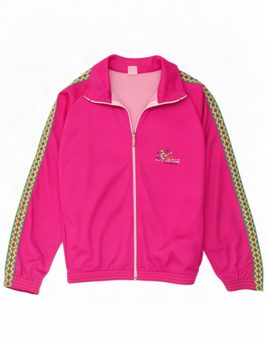 Vintage Herren Grafik-Trainingsanzug-Oberteil, Jacke, klein, rosa, geometrisch