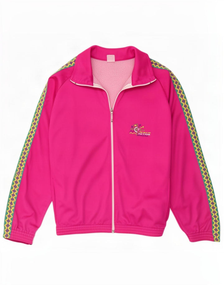 Vintage Herren Grafik-Trainingsanzug-Oberteil, Jacke, klein, rosa, geometrisch