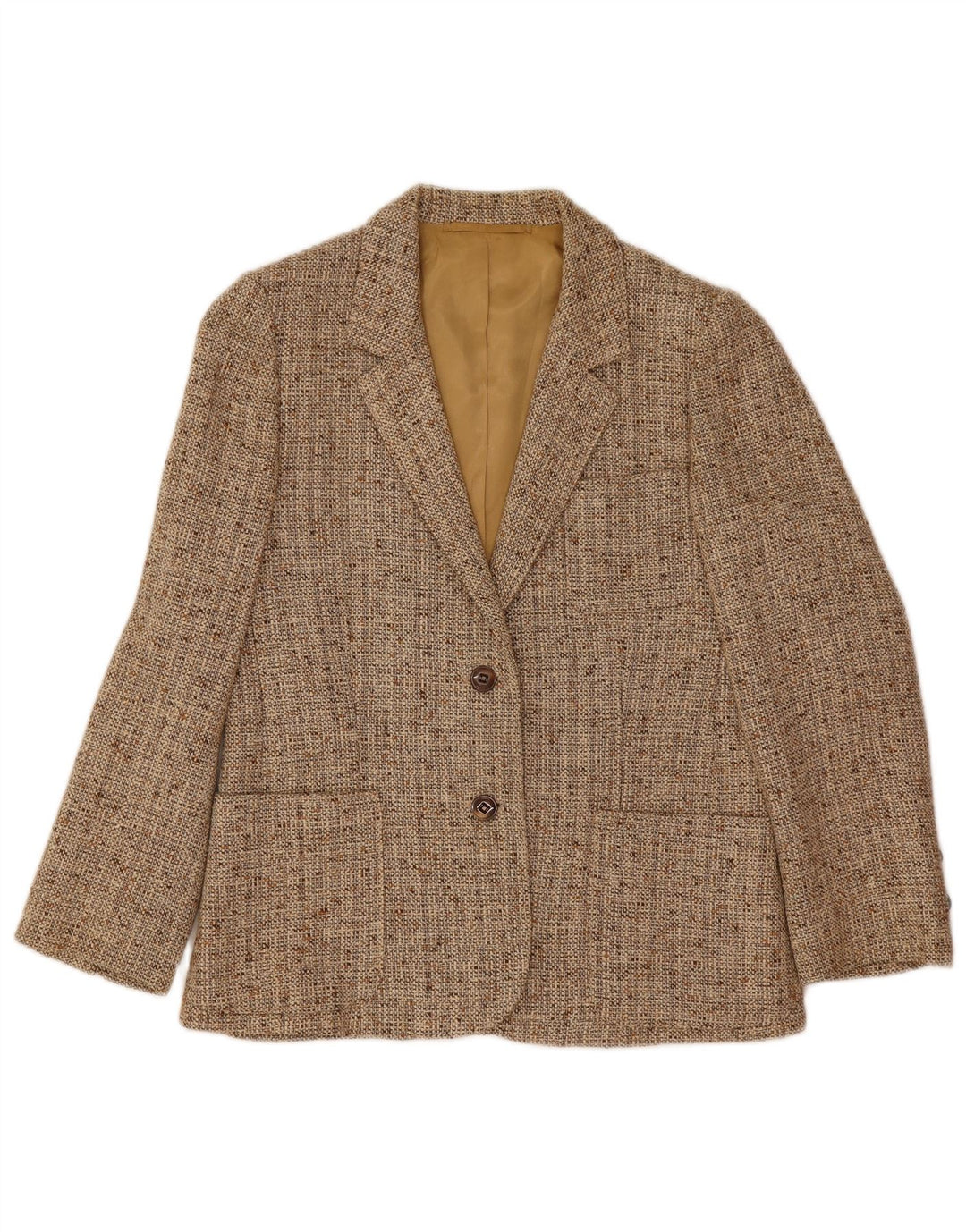 Vintage Damen 2-Knopf-Blazerjacke UK 10 Small Beige Flecked