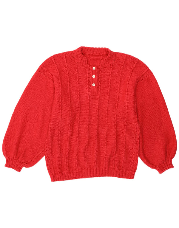 Vintage Damen Pullover mit Knopfkragen, UK 14, Mittelrosa Retro