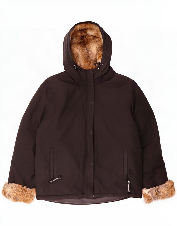 Woolrich Wattierte Damenjacke mit Kapuze, UK 14, Mittelschwarz, Baumwolle