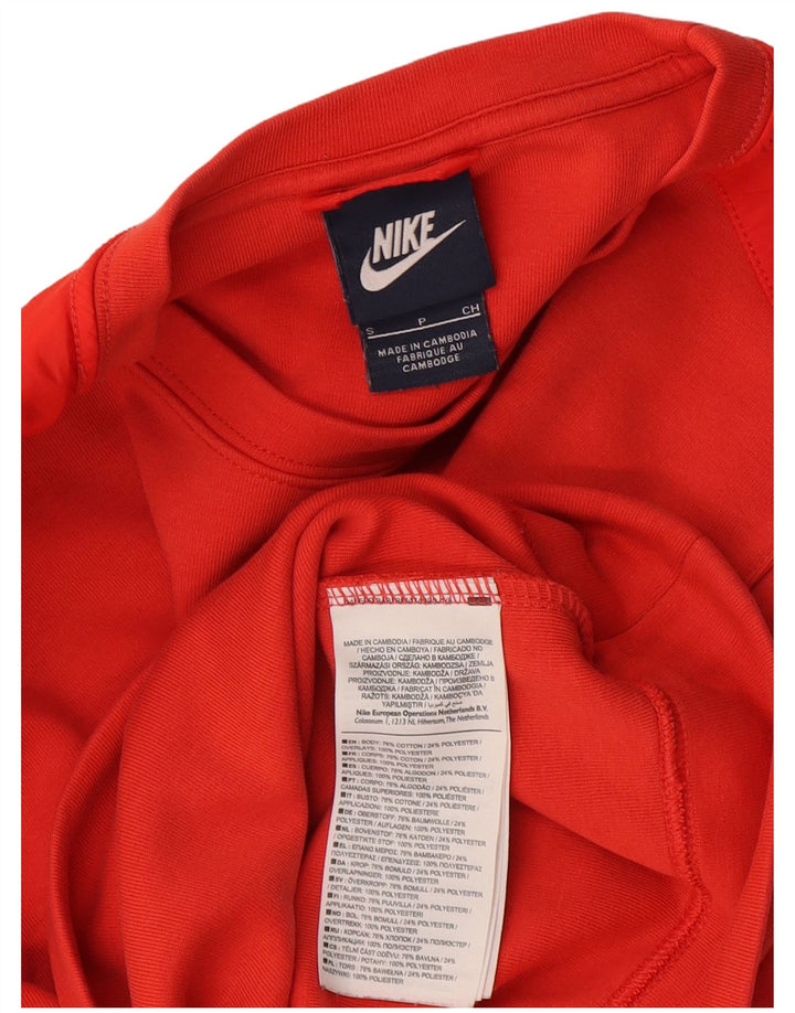 Nike Damen Crop Sweatshirt Pullover UK 10 Small Rote Baumwolle