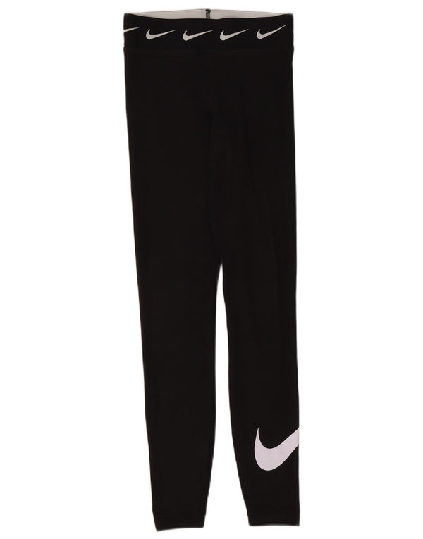 Nike Womens Graphic Leggings UK 4 XS Schwarz Baumwolle