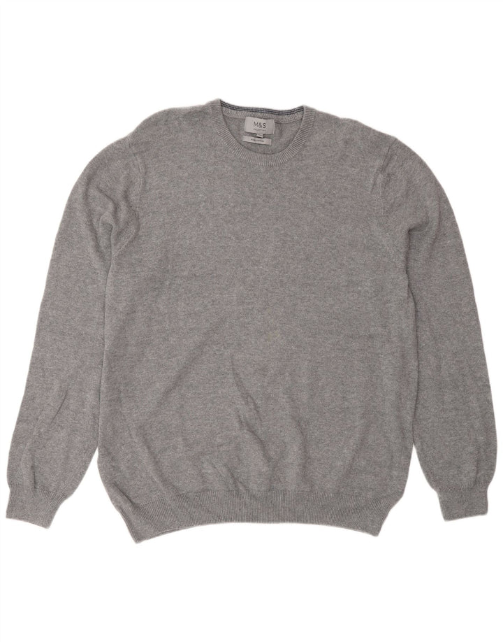 Marks & Spencer Herren-Pullover mit Rundhalsausschnitt, XL, Grau