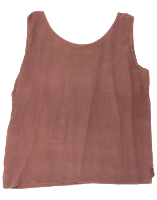Vintage Damen Ärmelloses Blusentop UK 18 XL Braune Seide