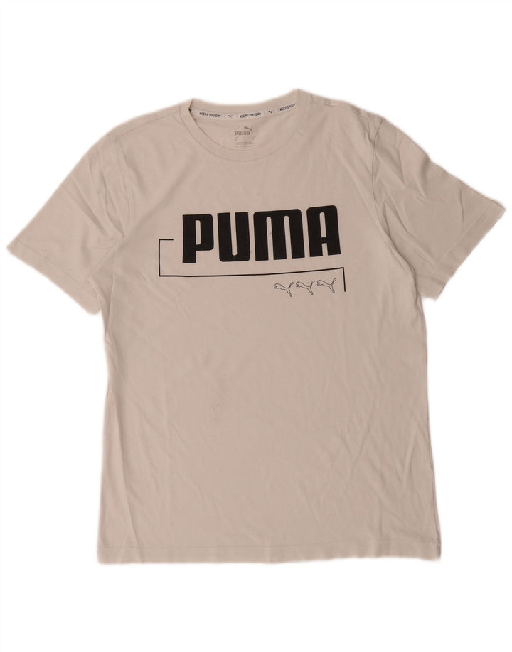 Puma Herren-T-Shirt mit Grafik, Größe S, weiße Baumwolle