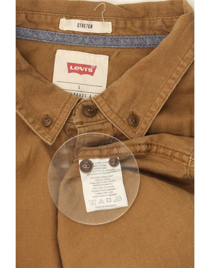 Levi's Herren Stretch-Hemd, Größe L, Beige, Baumwolle