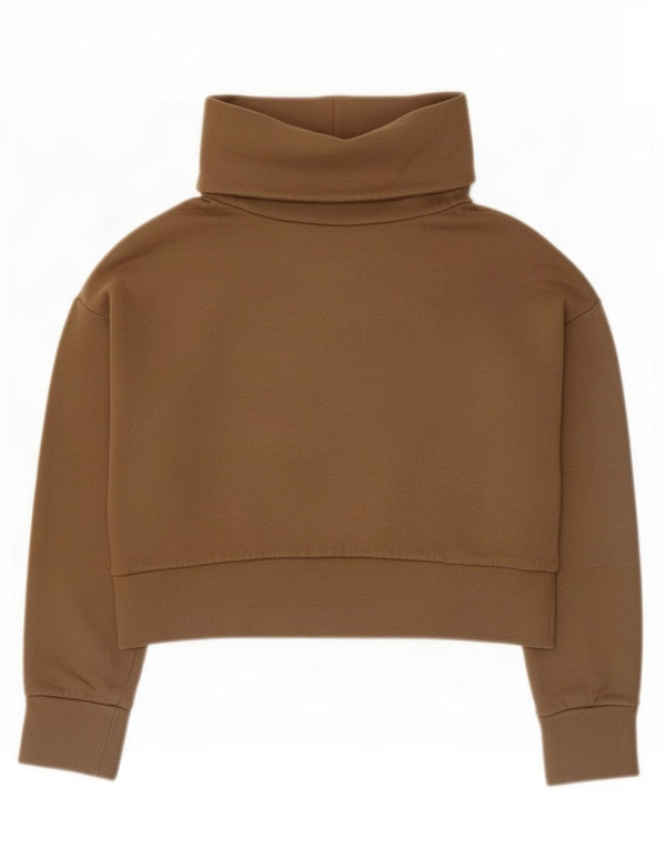 Zara Womens Crop Oversized Sweatshirt Jumper UK 10 Small Khaki Cotton