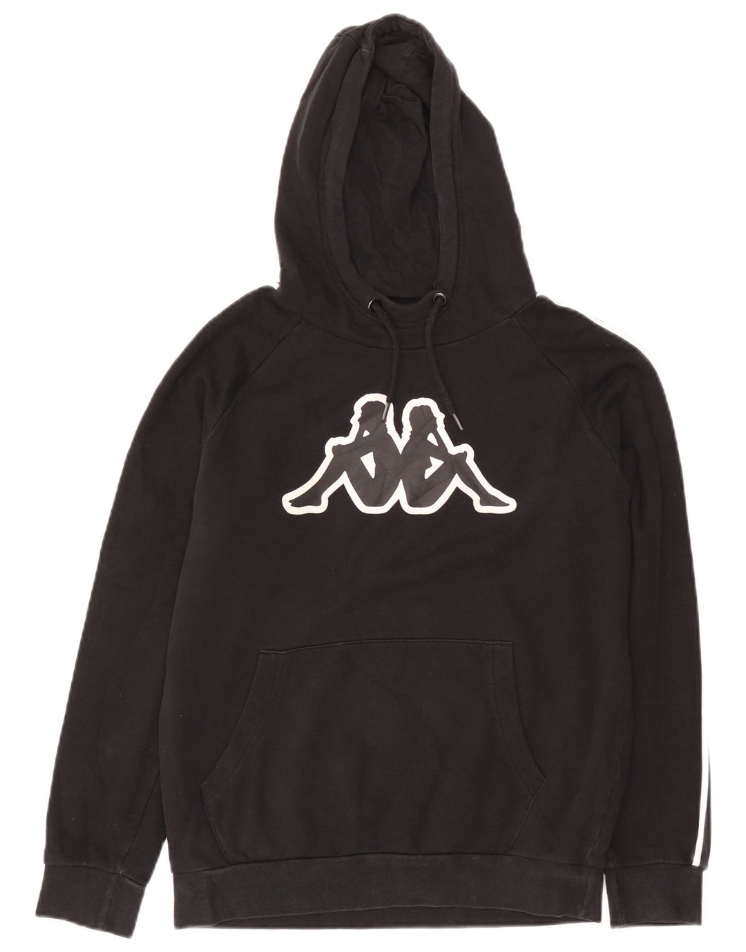 Kappa Herren Graphic Hoodie Pullover Mittelschwarze Baumwolle