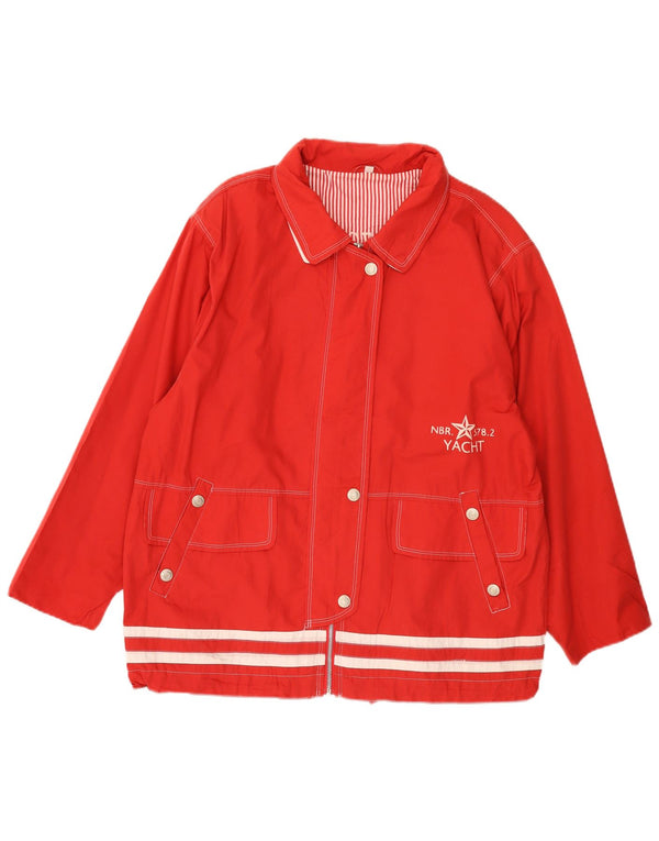 Vintage Damen Yachting Übergroße Utility-Jacke EU 42 Groß Rot gestreift