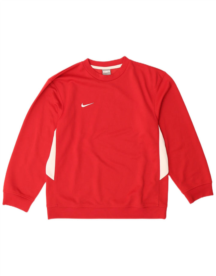 NIKE Jungen-Sweatshirt-Pullover, 12–13 Jahre, großes rotes Farbblock-Polyester