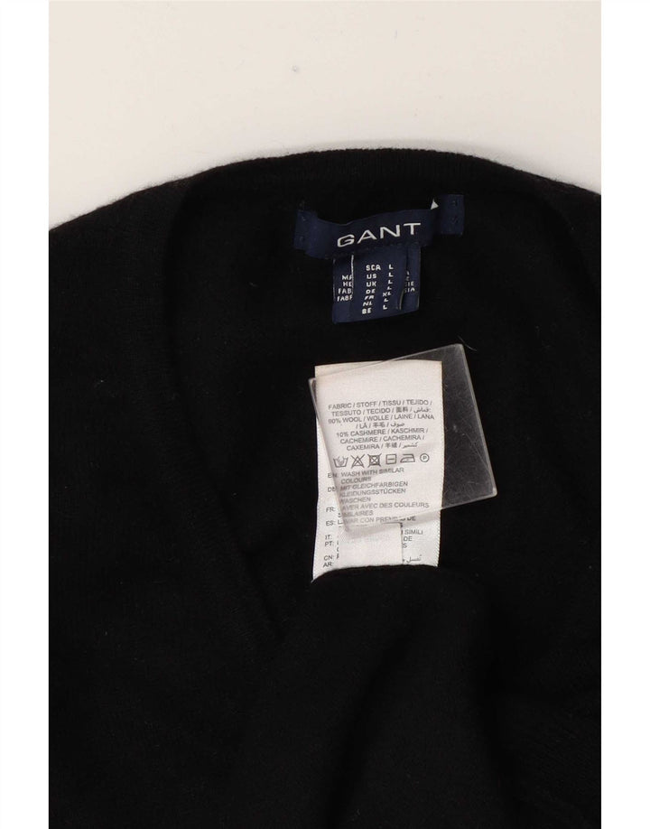 Gant Damen-Pullover mit V-Ausschnitt, UK 14, Größe L, schwarze Wolle