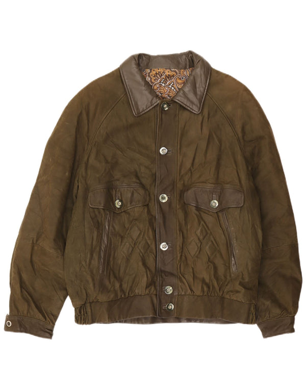 Vintage Herren Lederjacke UK 42 XL Grün