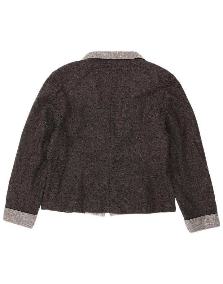 Luisa Spagnoli Damen 1-Knopf-Blazerjacke UK 16 Große graue Wolle