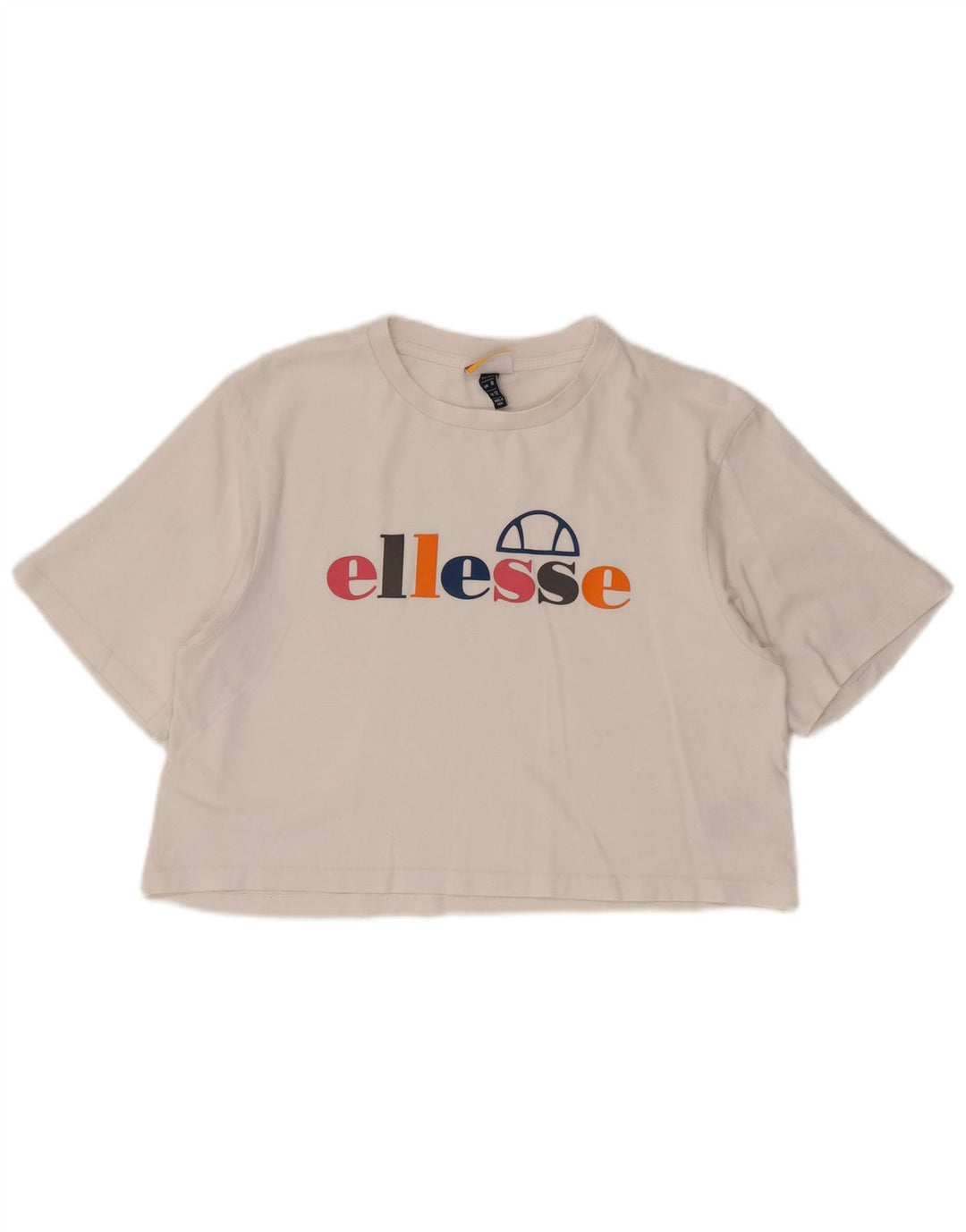 ELLESSE Damen Crop Graphic T-Shirt Top UK 12 Mittelweiße Baumwolle