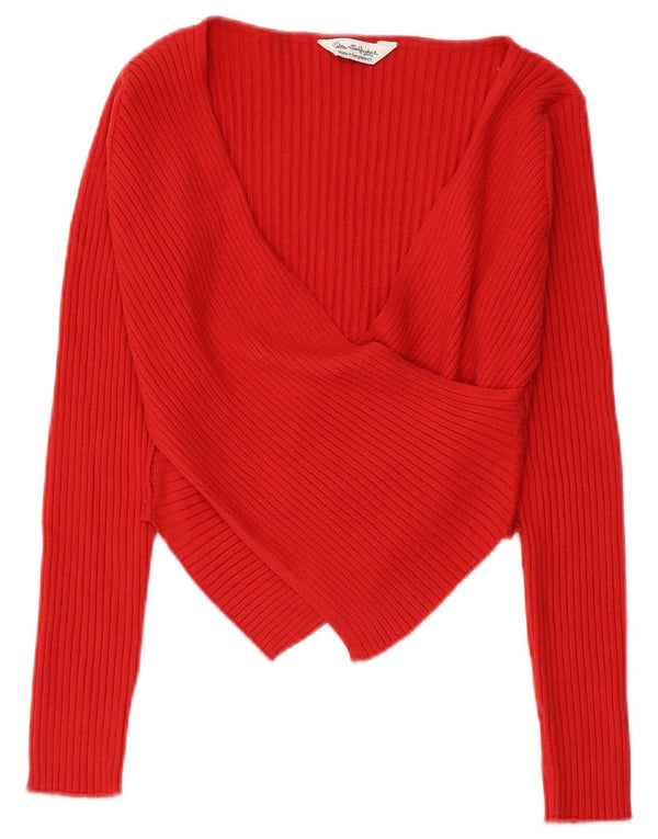 Miss Selfridge Damen Crop V-Ausschnitt Pullover Pullover UK 10 Small Rote Viskose