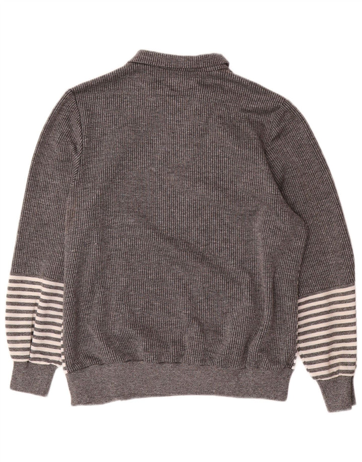 Vintage Damen Rollkragenpullover Pullover EU 44 XL Grau gestreift