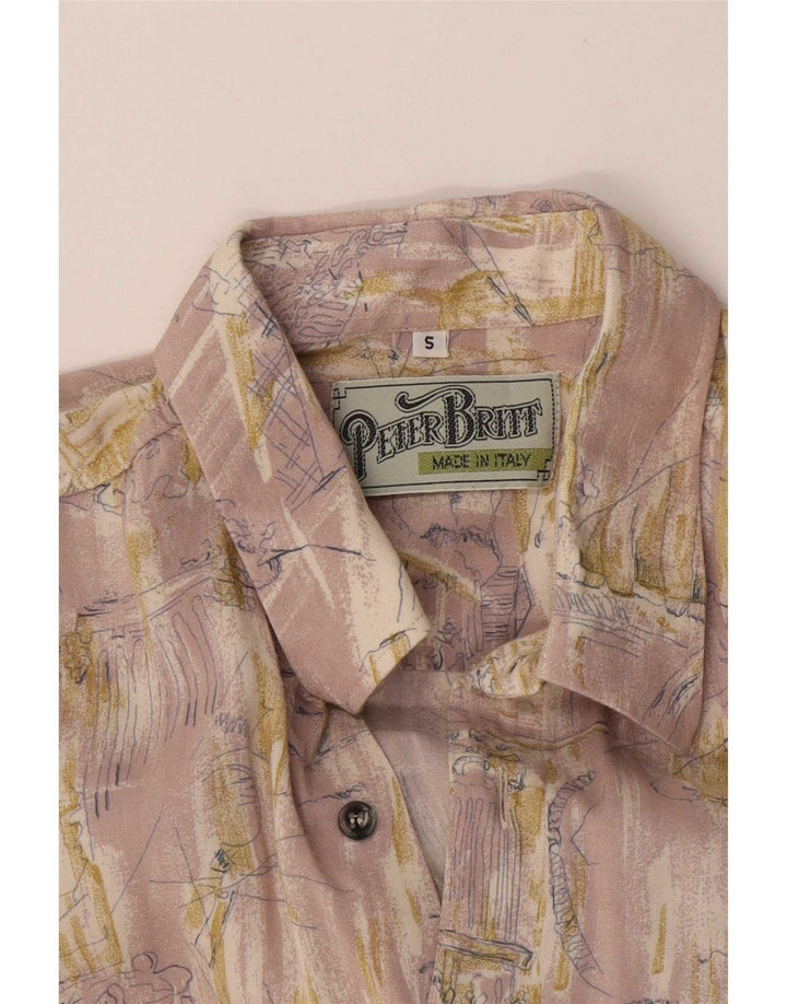 Vintage Herren Hemd mit abstraktem Muster, klein, rosa