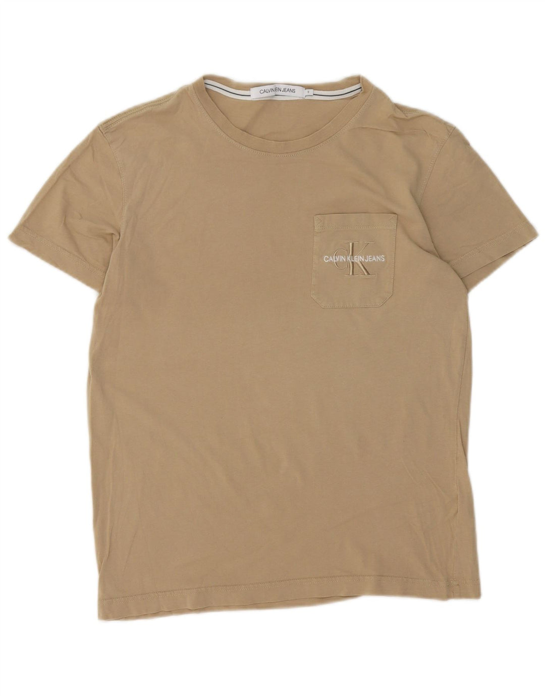 CALVIN KLEIN JEANS Herren T-Shirt Top Small Beige Baumwolle