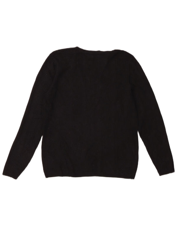 Marks & Spencer Womens V-Neck Jumper Sweater UK 14 Medium Black Viscose