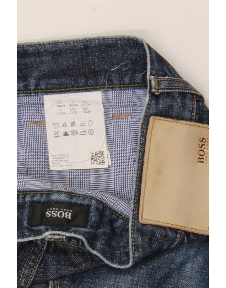 Hugo Boss Herren Straight Jeans W34 L31 Blaue Baumwolle