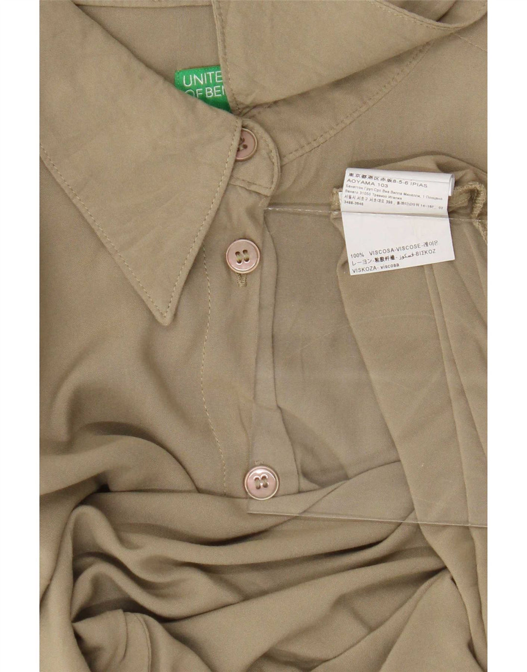 Benetton Damen Hemdbluse UK 14 Mittelgrüne Viskose