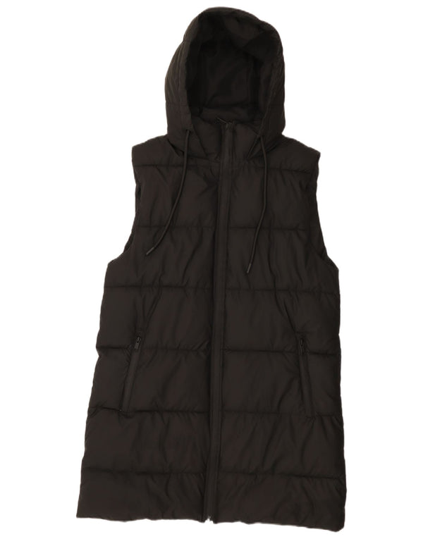 Zara Damen Kapuzenmantel, ärmellos, gepolstert, UK 14, Mittelschwarz, Polyester