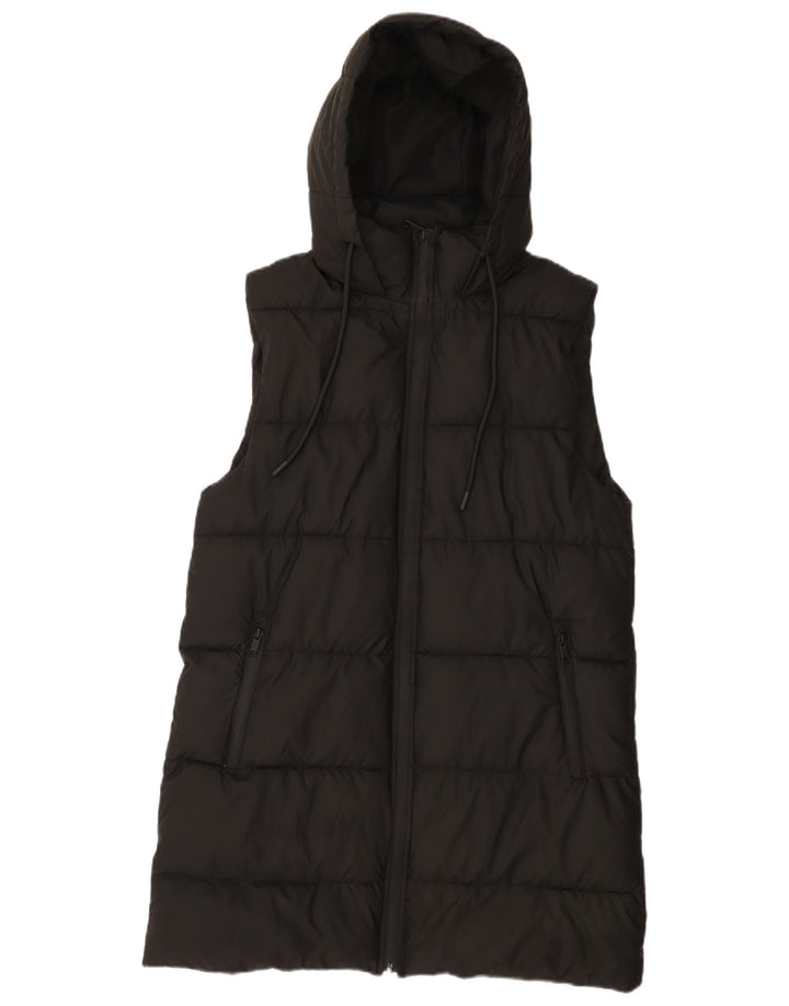 Zara Damen Kapuzenmantel, ärmellos, gepolstert, UK 14, Mittelschwarz, Polyester