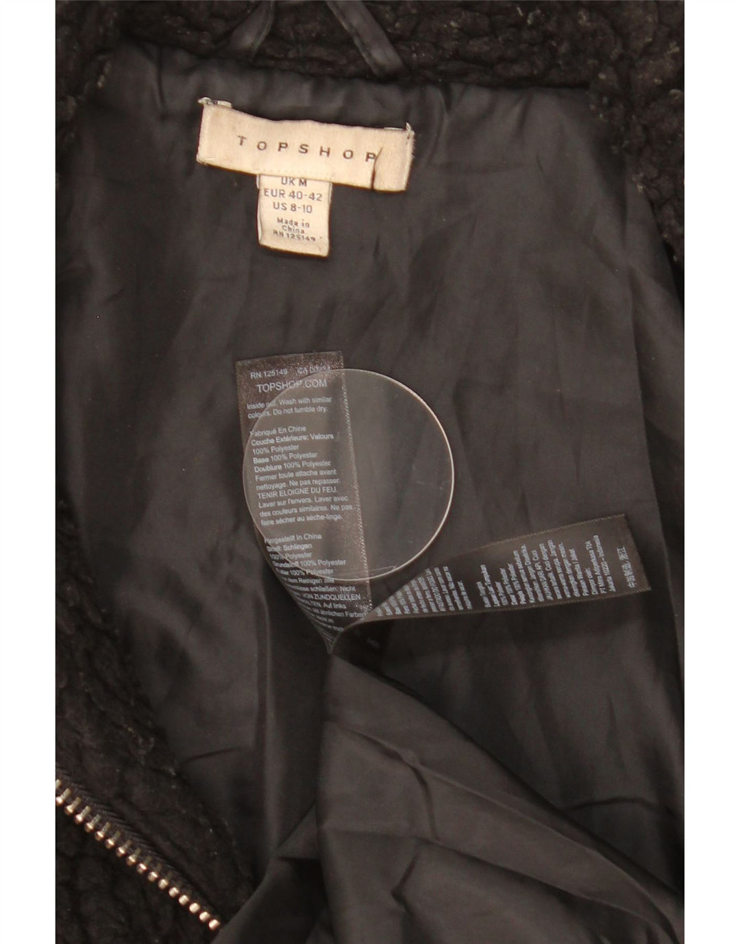 Topshop Damen-Fleecejacke in Übergröße, UK 14, Mittelschwarz, Polyester