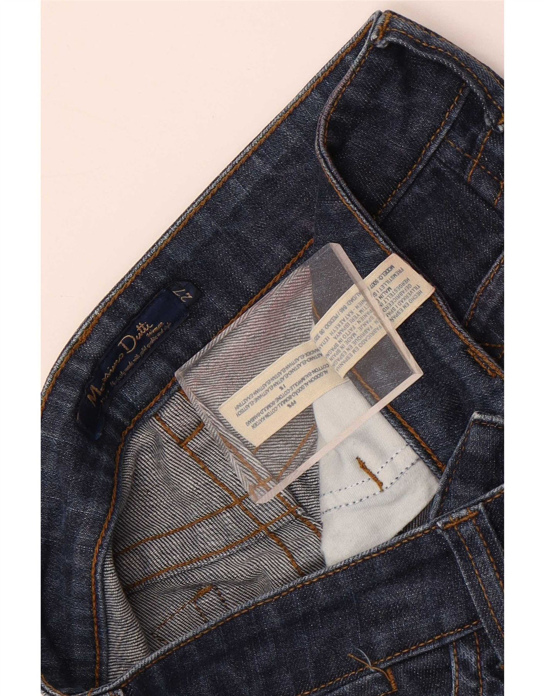 Massimo Dutti Damen Straight Jeans W27 L29 Marineblaue Baumwolle