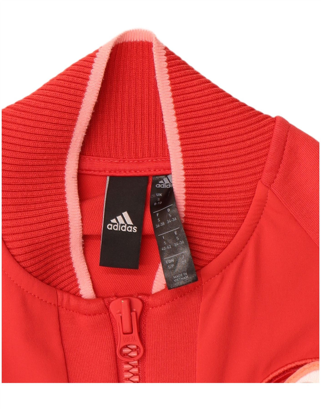 ADIDAS Damen-Trainingsanzug-Top-Jacke, UK 8/10, kleines rotes Colourblock-Nylon