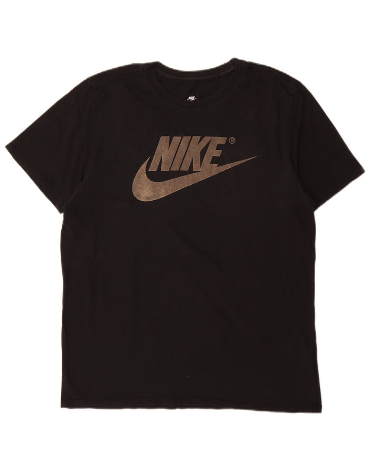 Nike Herren Athletic Cut Graphic T-Shirt-Oberteil aus mittelschwarzer Baumwolle