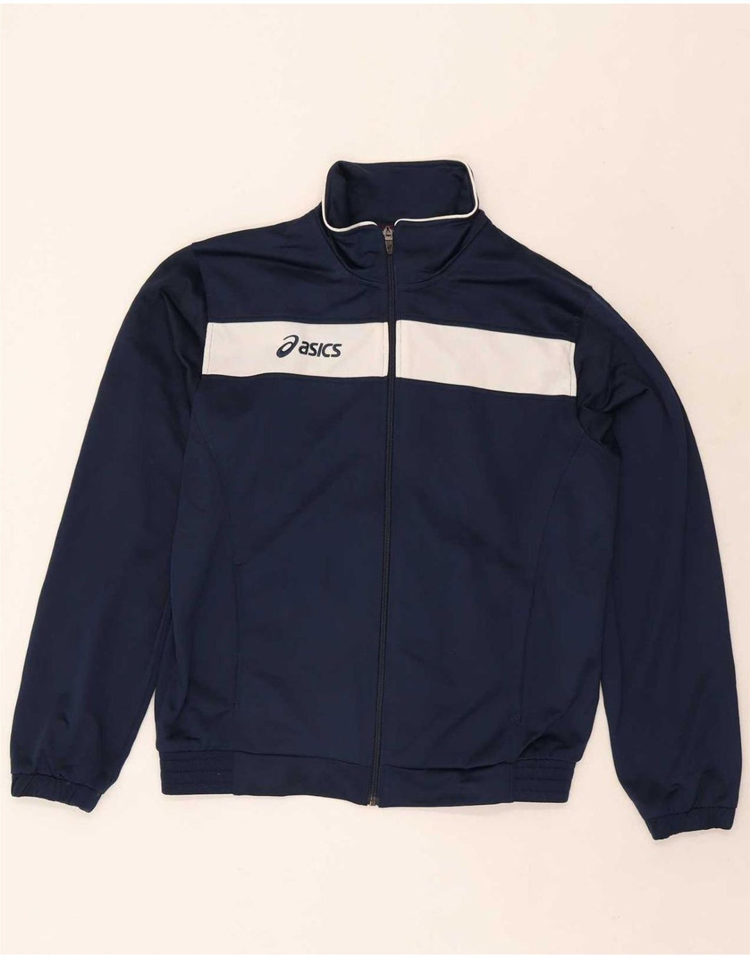 Asics Herren-Trainingsanzug, mittelgroß, Marineblau, Farbblock-Polyester