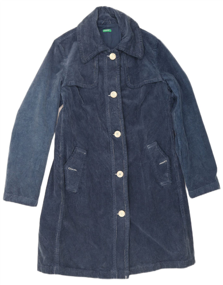 Benetton Damen Cordmantel IT 44 Medium Navy Blue Cotton