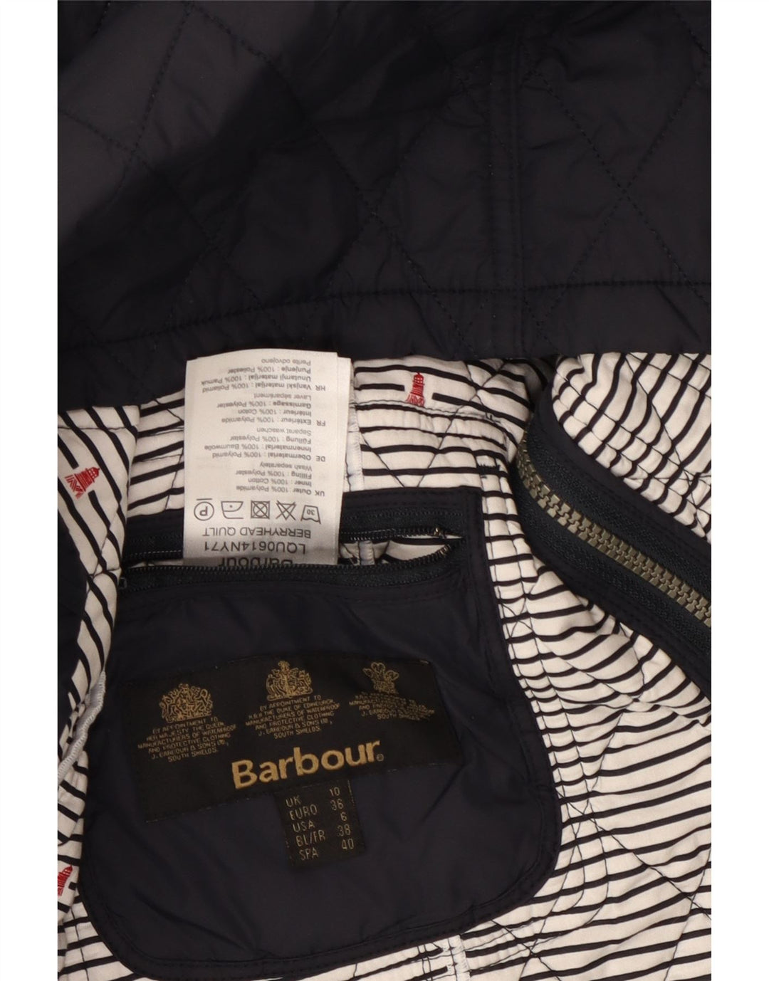 BARBOUR Damen Steppjacke UK 10 Small Marineblau Polyamid