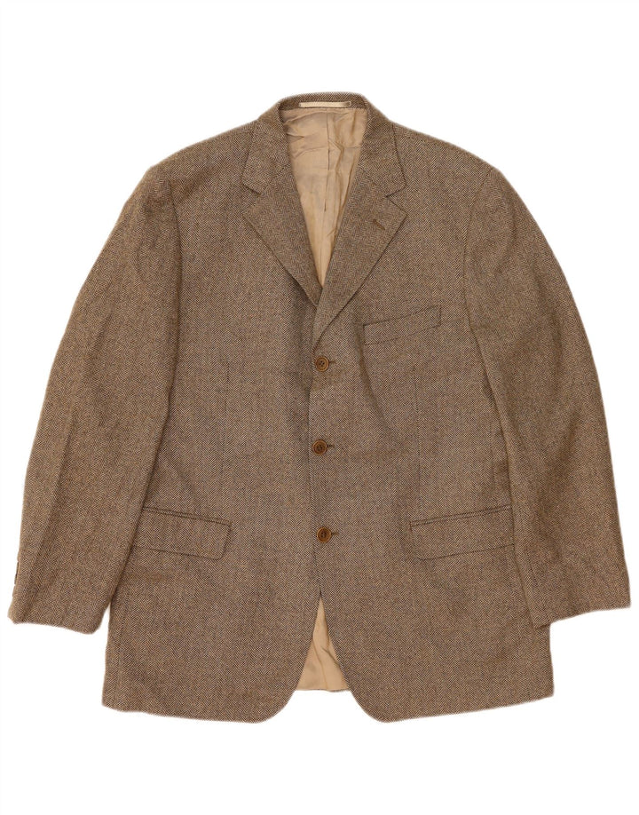 Marks & Spencer Herren-Blazer mit 3 Knöpfen, Gr. 42, Braun, Fischgrätenmuster