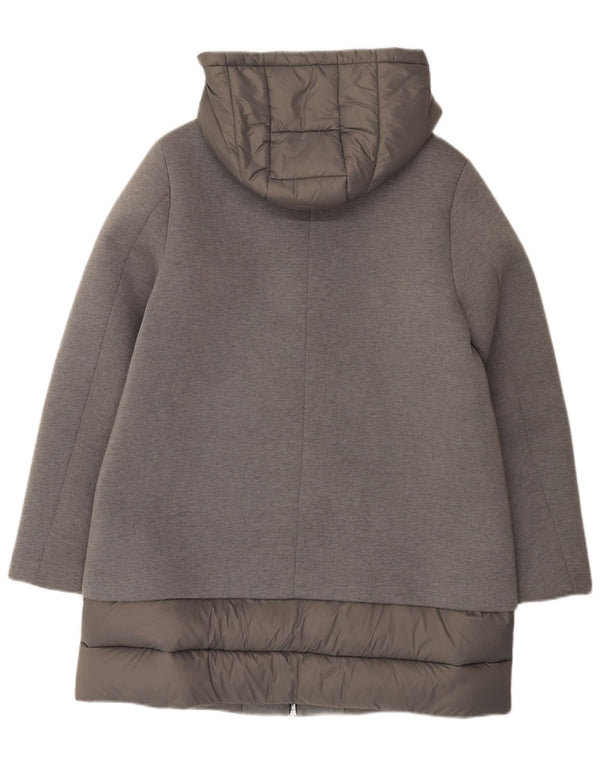 United Colors of Benetton Wattierter Damenmantel mit Kapuze, UK 12, Mittelgrau, Modal