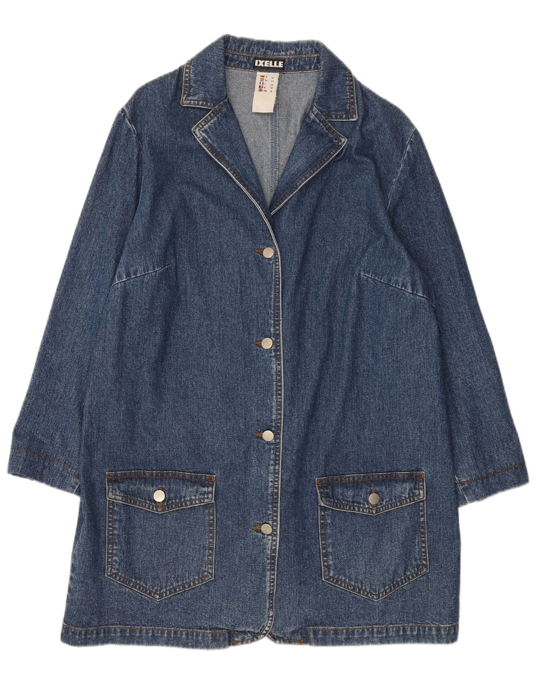 Vintage Damen Jeansmantel UK 18 XL Blaue Baumwolle