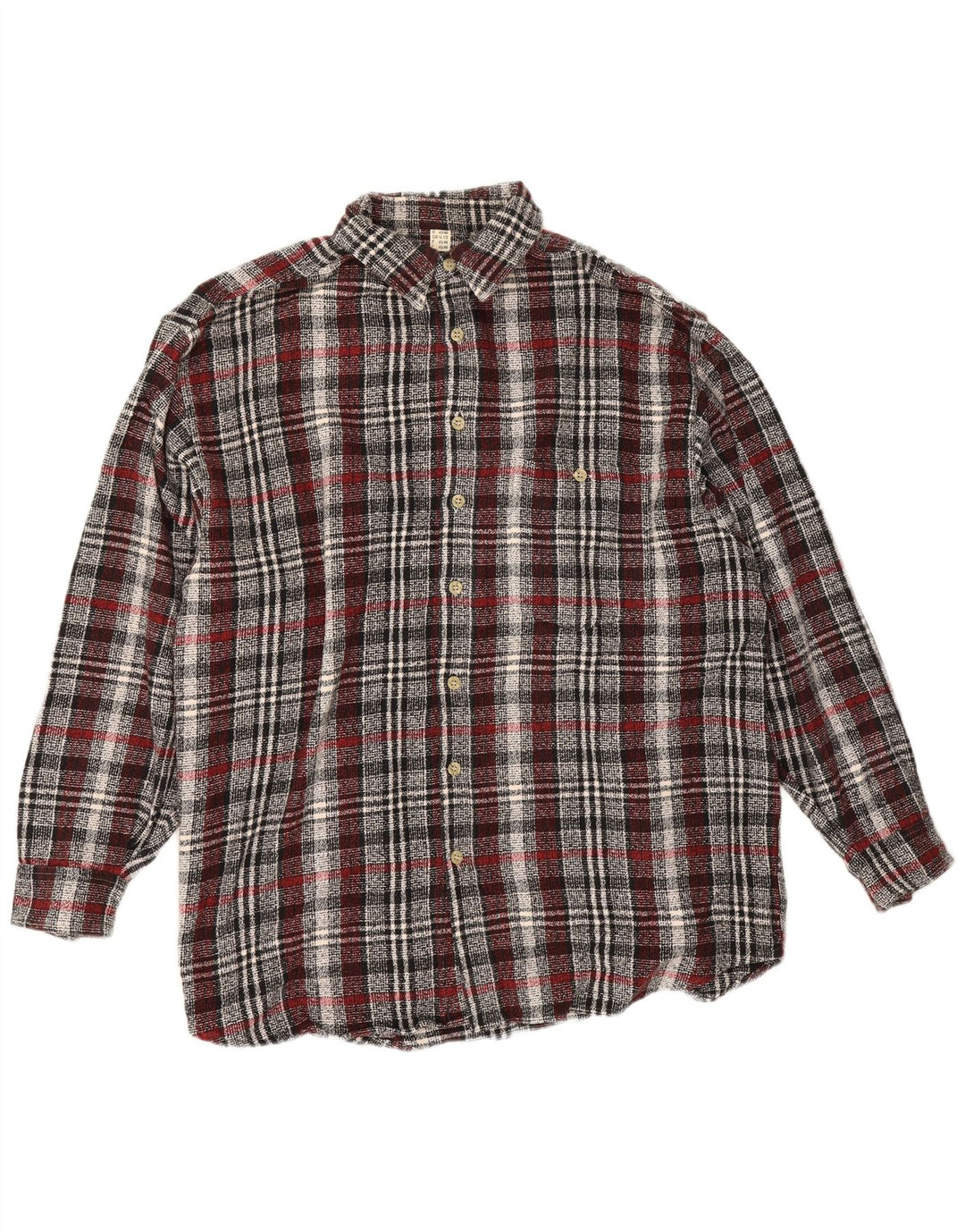 Vintage Herren Flanellhemd Größe 16 1/2 Große grau karierte Baumwolle