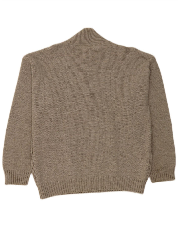 Elite Herren-Pullover mit Knopfkragen, mittelgraue Wolle