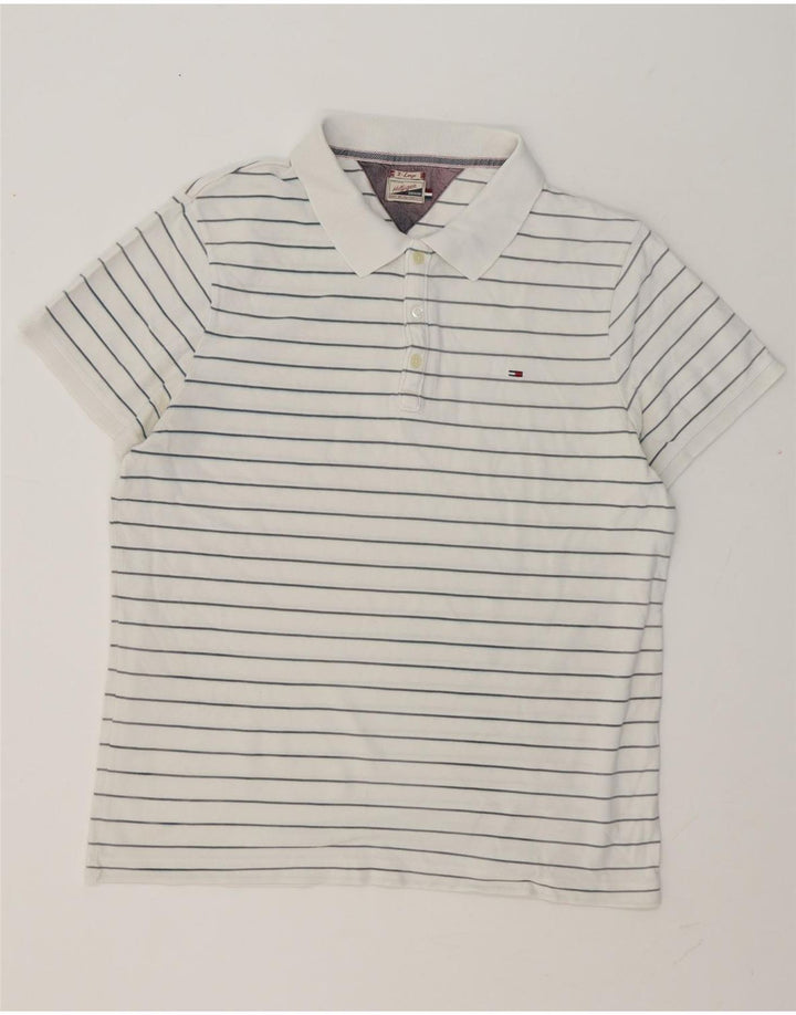 Tommy Hilfiger Herren Poloshirt XL Weiß gestreift