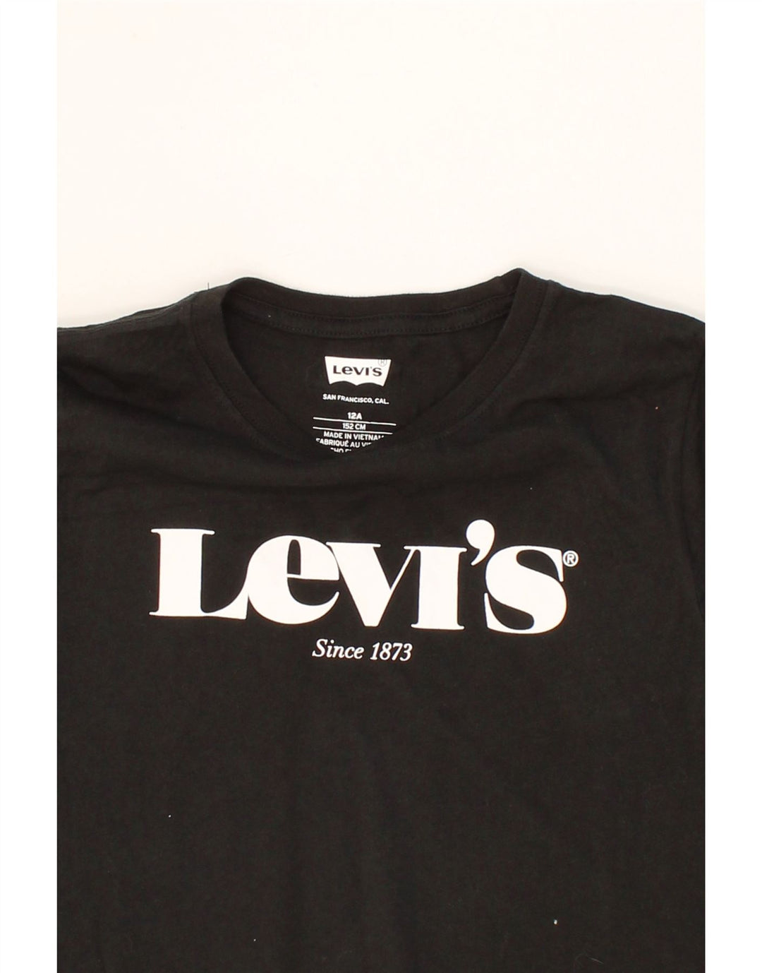 LEVI'S Boys Graphic T-Shirt Top 11-12 Years Black Cotton Vintage Levi's and Second-Hand Levi's from Messina Hembry 