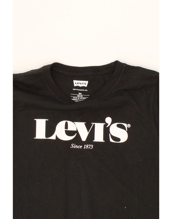 LEVI'S Boys Graphic T-Shirt Top 11-12 Years Black Cotton Vintage Levi's and Second-Hand Levi's from Messina Hembry 