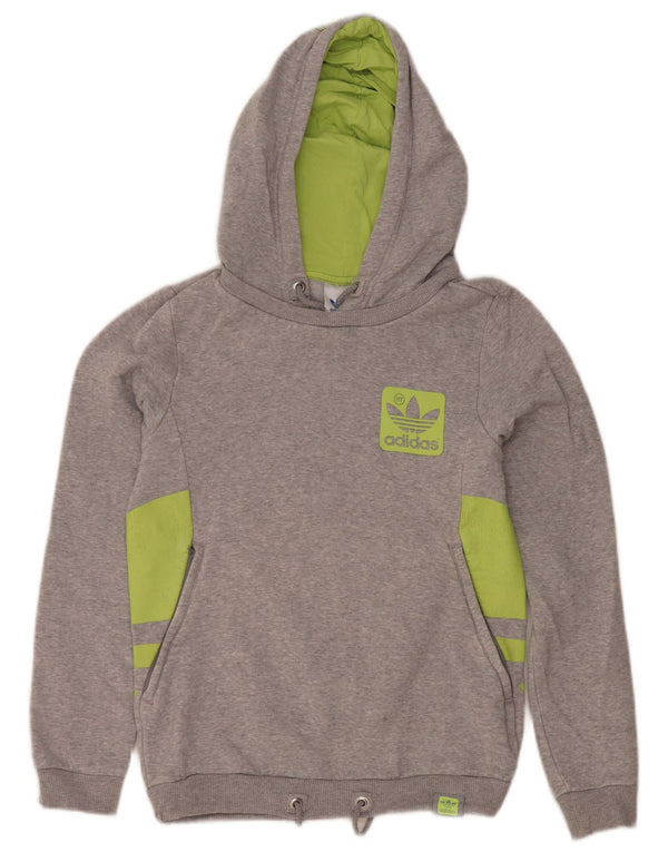 Adidas Damen Graphic Hoodie Pullover EU 34 Small Graue Baumwolle
