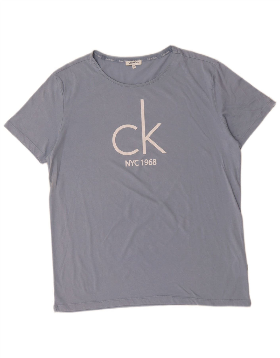 CALVIN KLEIN Herren Grafik T-Shirt Top Mittelblaue Baumwolle