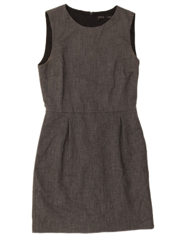 Zara Damen Ärmelloses Etuikleid UK 10 Small Grau Polyester