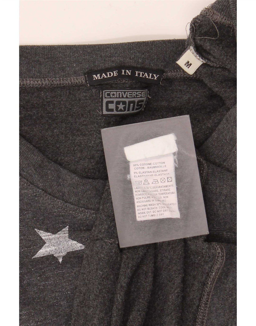Converse Damen Grafik-Sweatshirt-Pullover UK 12 Mittelgrau meliert
